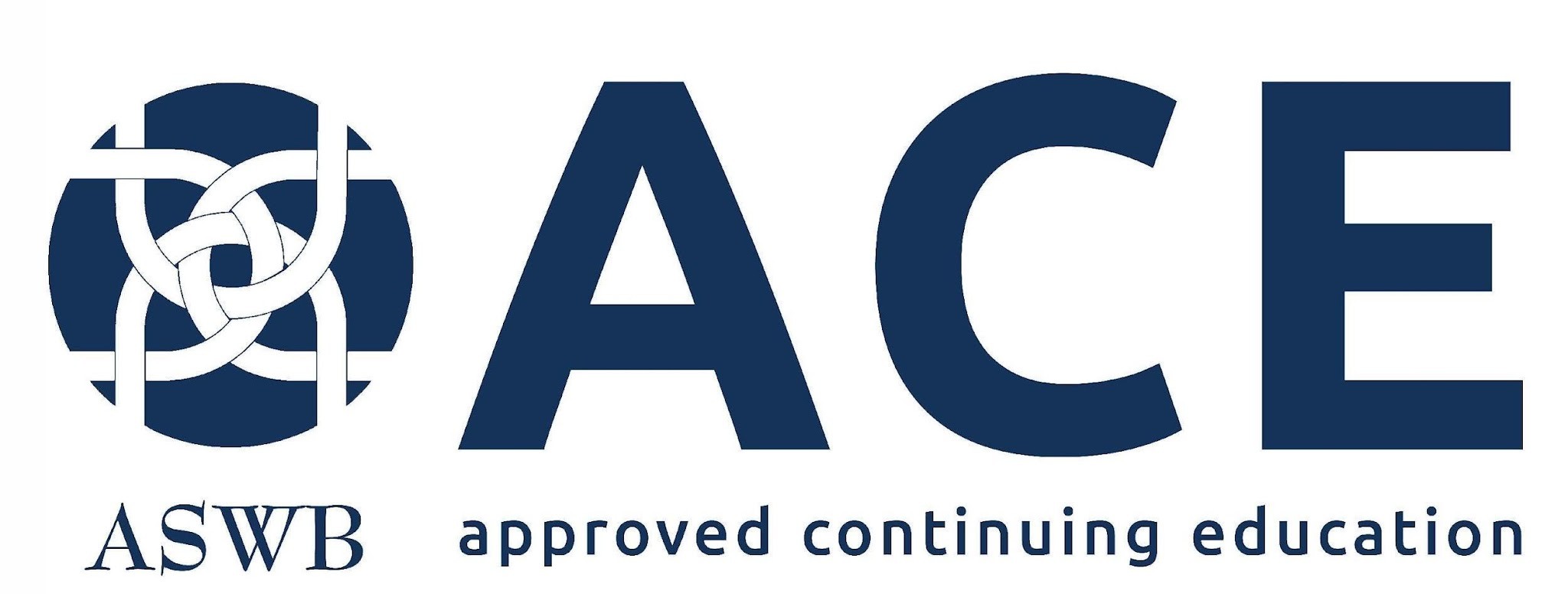 Logo featuring the letters "ACE" with "ASWB" above and "approved continuing education" below, accompanied by a circular design.