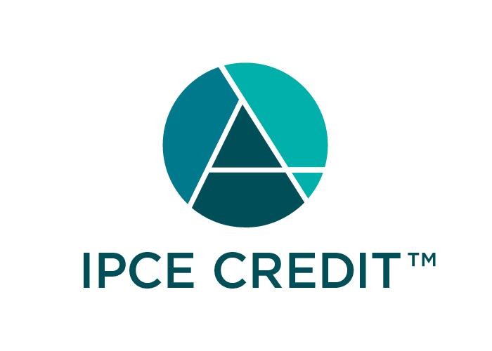Logo featuring a circular design with teal and dark blue segments, accompanied by the text "IPCE CREDIT™" below.
